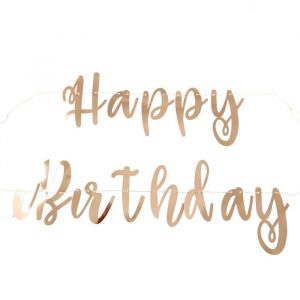 Rose Gold Happy Birthday Banner