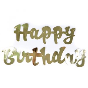Gold Script Happy Birthday Banner