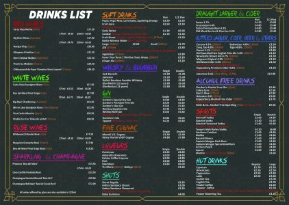 a lar carte menu back 2024 May